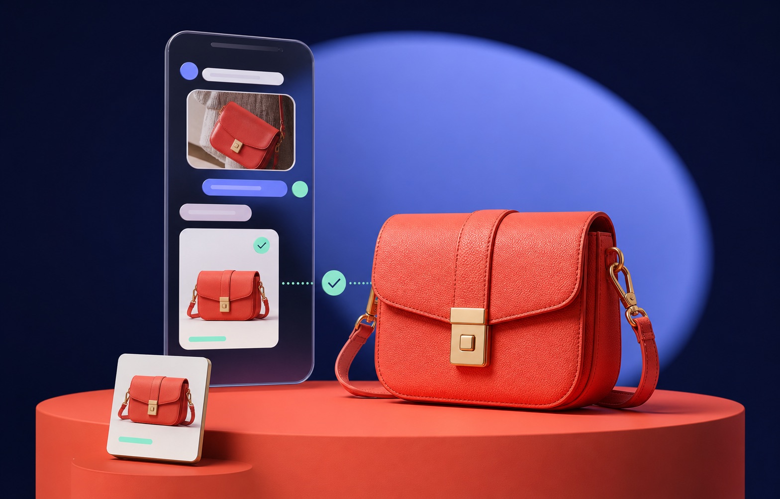 Concept showing a customer image being connected to relevant product context
